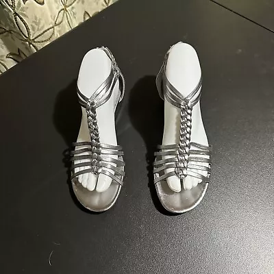 Enzo Angiolini Women’s Silver Gladiator Sandal With Back Zipper Size 7M • $35