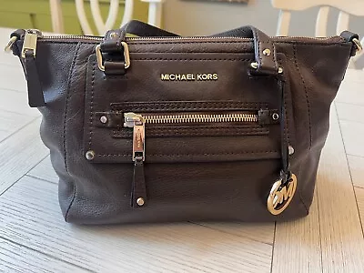 Michael Kors Brown Leather Handbag W/ Gold Tone Detail • $38