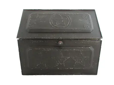 Vintage Style Primitive Farmhouse Black Speckled Star Metal Bread Box  (8) • $61.19