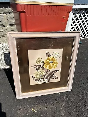 Vintage Large Art Deco Newman Decor Airbrush Painting Signed Stanley Old Frame • $175