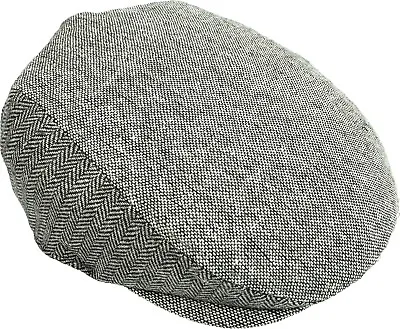 Men's Patch Driving Cap Plaid Newsboy Wool Gatsby  Flat Hat Cabbie Herringbone • $15.99