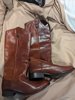 Frye Women's Mellisa Riding Boots Brown Cognac 8.5 Leather Made In Mexico • $79.99