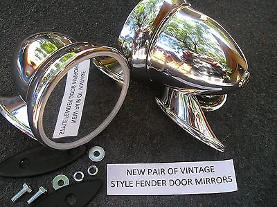 New Pair Of 50`s ~ 60`s Chrome Bullet Style Door / Fender Racing Mirrors ! • $43.99