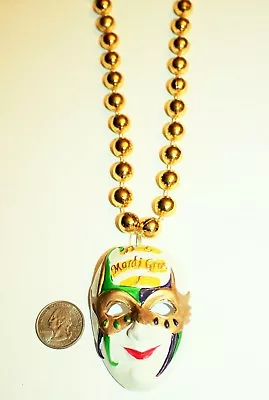 New Orleans Mardi Gras Masquerade Mask Charm Bead Necklace • $7.99