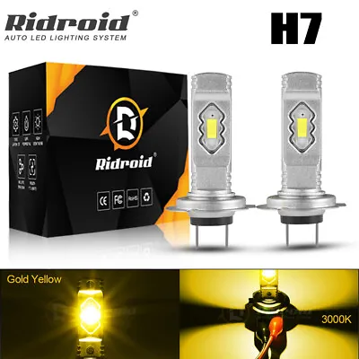 2X H7 LED Headlight Bulb Conversion Kit High Low Beam Lamp 3000K Super Yellow • $11.99