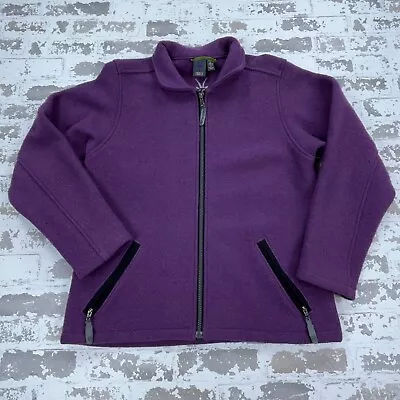 Ibex Jacket Women Medium Purple Pure Wool Front Zip Sweater Pockets Ladies * • $59.91
