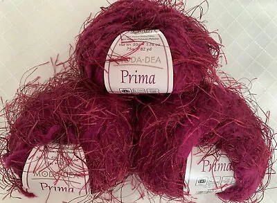 MODA DEA Prima Yarn - Lot Of 3 - Color Wine - 82 Yds Each • $12