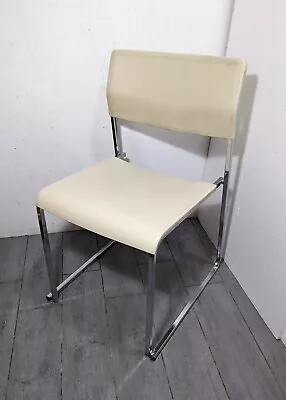 Vintage Krueger Chrome Stacking Side Chair - Mid Century Modern - Off White • $202.50