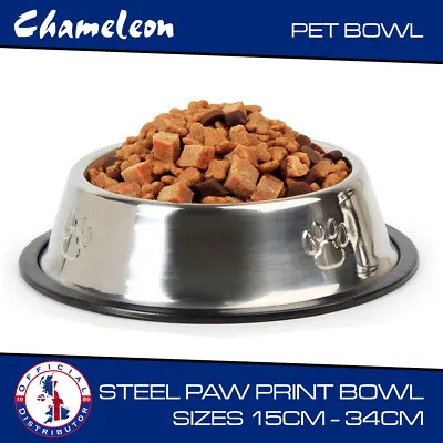 £7.01 • Buy Stainless Steel Metal Non Slip Dog Puppy Pet Animal Feeding Food Water Bowl Dish