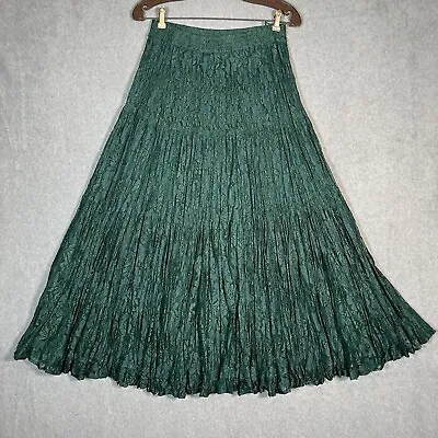 Vintage Nostalgia Maxi Skirt S Green Lace Witchy Broomstick Fairy Boho Full • $29.92