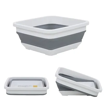 Square Collapsible Wash Bowl Pop Up Camping Folding Cleaning Washing Up Basin • £7.99