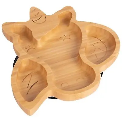 Tiny Dining Black Unicorn Bamboo Baby Suction Plate Toddler Weaning Feeding Set • £13