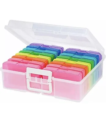 Photo Box & Craft Keeper Rainbow Multicolor 16 4x6 Cases & Clear Carrying Case • $29.99