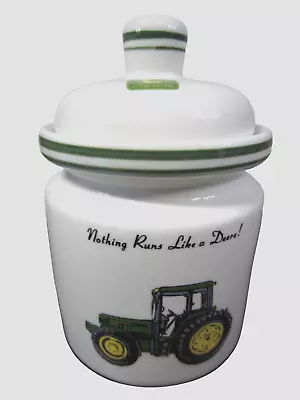 John Deere Tractor Gibson 7  Ceramic Cookie Jar  Nothing Runs Like  A Deere  • $15