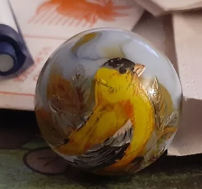 Marble Handmade Contemporary Art Glass Hand Painted Goldfinch Unsigned • $20.95
