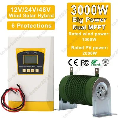 3KW Wind Solar Hybrid Charge Controller Double MPPT 12/24/ 48V Battery Regulator • $199.49