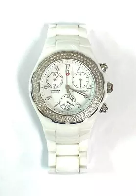 Michele Tahitian Diamond White Ceramic Chronograph Wristwatch • $1800