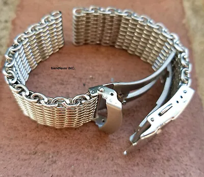 CLEARANCE 22mm ALL Brushed Shark Stainless Steel Mesh Watch Band W/ Solid Buckle • $17.95