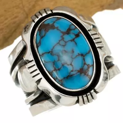 Navajo Turquoise Ring EGYPTIAN PRINCE Sterling Silver COOPER WILLIE 10 HEAVY Men • $568.65