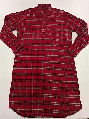 LEE VALLEY Ireland Nightshirt Sleep Shirt Flannel Black Red Plaid Sz L • $19.95