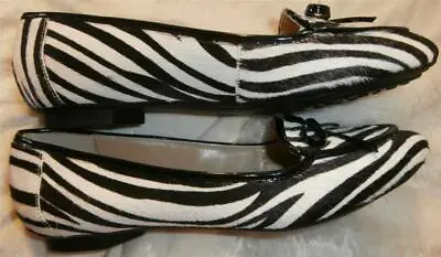 Shoes-Ellen Tracy Flats Black White NWOB Size 6 M Alpine Cowhair Animal Women • $29.99