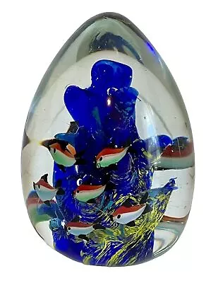 Murano Style Egg Shaped Art Glass Fish Aquarium Paperweight Heavy • $9.99