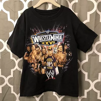 WWE WrestleMania Atlanta XXVII 2011 Double Sided T-Shirt Youth 10-12 • £12.04