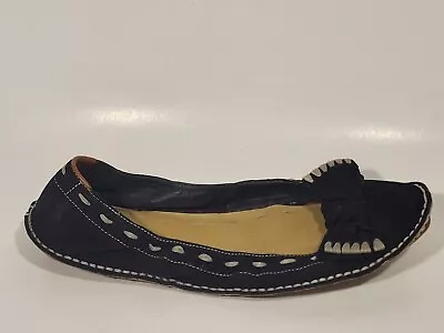 B. Makowsky Womens 8.5 M Moc Leather Olivia Flats Shoes Black Slip On Ballet Bow • $34.99