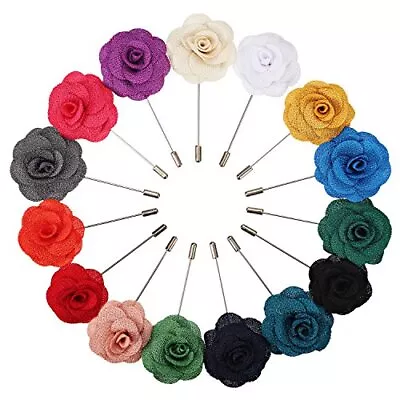 15 Pieces Mens Lapel Pin Handmade Camellia Flower Boutonniere For Suit Weddi • $20.19