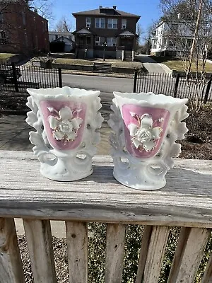 A Pair Of Vieux Paris (Old Paris) France Middle Of 19th Porcelain Vase Numbered • $100