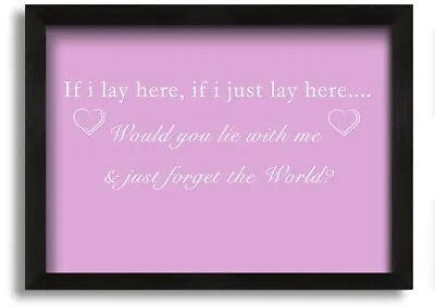 Music Quote If I Lay Here Snow Patrol Pink Black Framed Print Wall Art • £17.99