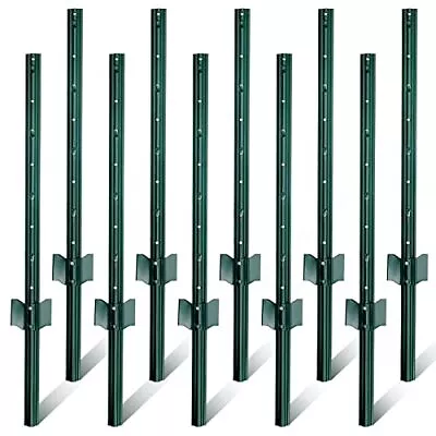 6 Feet Sturdy Duty Metal Fence Post Pack Of 10 U Post For Fencing Green Fen... • $129.96