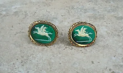 Vintage DANTE Cufflinks Cameo Pegasus Horse Greek Mythology Museum Masterpiece C • $45