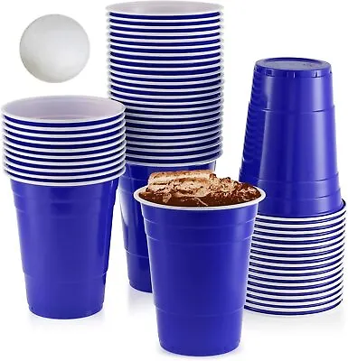 £8.89 • Buy ORGA Blue Plastic Cups 50 PCS - Recyclable - Blue Cups With Fill Lines-Reusable 