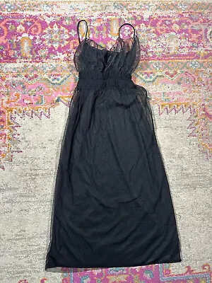 Vintage Vivienne Tam Nylon Slip Dress Black Womens Size 0 • $95.11