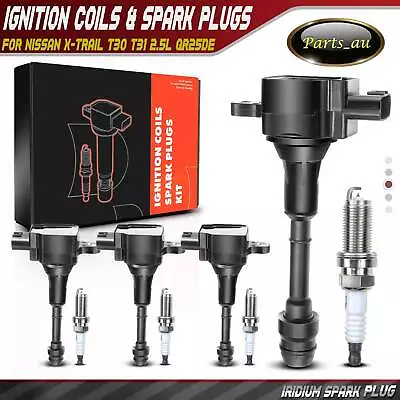 4x Ignition Coils & 4x Spark Plugs For Nissan X-Trail XTrail T30 2.5L QR25DE SUV • $87.50