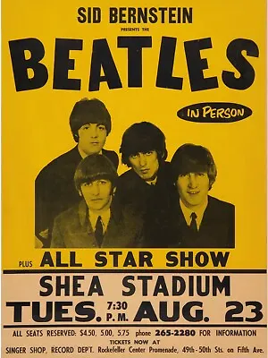 Beatles Shea Stadium Vintage Concert Poster 18 X24  Poster Free Shipping • $9.97