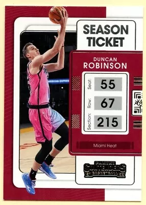 2021-22 Contenders Basketball DUNCAN ROBINSON Season Ticket #33 Miami Heat • $1.69