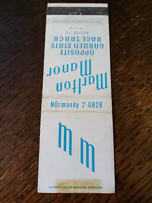 Vintage Matchbook: Marlton Manor Camden-Cherry Hill NJ • $4.99