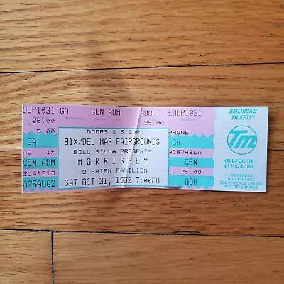 Morrissey Concert Ticket Stub 1992 DelMar Fairgrounds The Smiths How Soon Is Now • $14.96