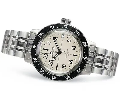 NEW Vostok Amphibia 720074 Russian Military Watch Automatic White Dial 24 Hours • $139.90