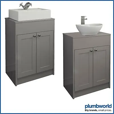 Traditional Bathroom Vanity Unit Countertop Basin Floor Standing Grey 600/800mm • £299