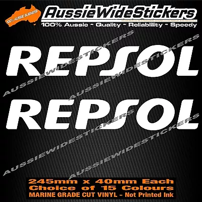 2x REPSOL Motorbike MX Stickers For Dirt Road Bike Quad Jet Ski Parts 245mm Ea • $7.50