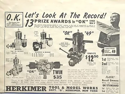 Herkimer Tool & Model Works Airplane Motors NY Wheels Vintage Print Ad 1940 • $10.77
