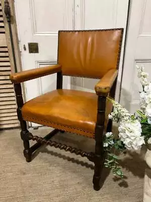 Stunning Vintage Leather Seat Carver Chair • £145