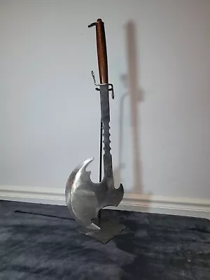 Vintage Antique Steel Medieval War Axe With Stand • $2900