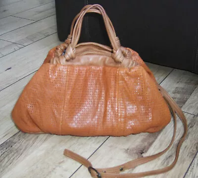 BRONTIBAY PARIS All Leather 'Bowling' Style Hand/ Shoulder Bag. Medium Sized-Tan • £35