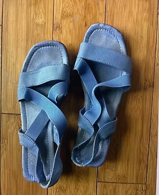 Mootsies Tootsies Sandals Salute Light Blue Elastic Size 7.5 • $8.70