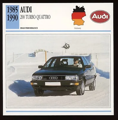 1985 - 1990  Audi  200 Turbo Quattro  Classic Cars Card • $4.95