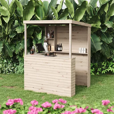 Rustic Pine Wooden Garden Bar Shed Wooden Drinks Hut Man Cave Home Wedding Party • £119.94